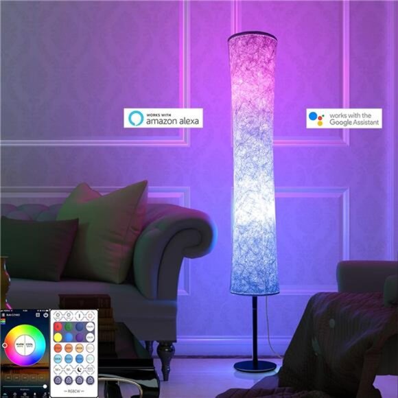BLUEYE Floor Lamp,RGBCW 2700K-6500K,APP & Remote&Smart Voice Control, 2 X 60W - Picture 3 of 7